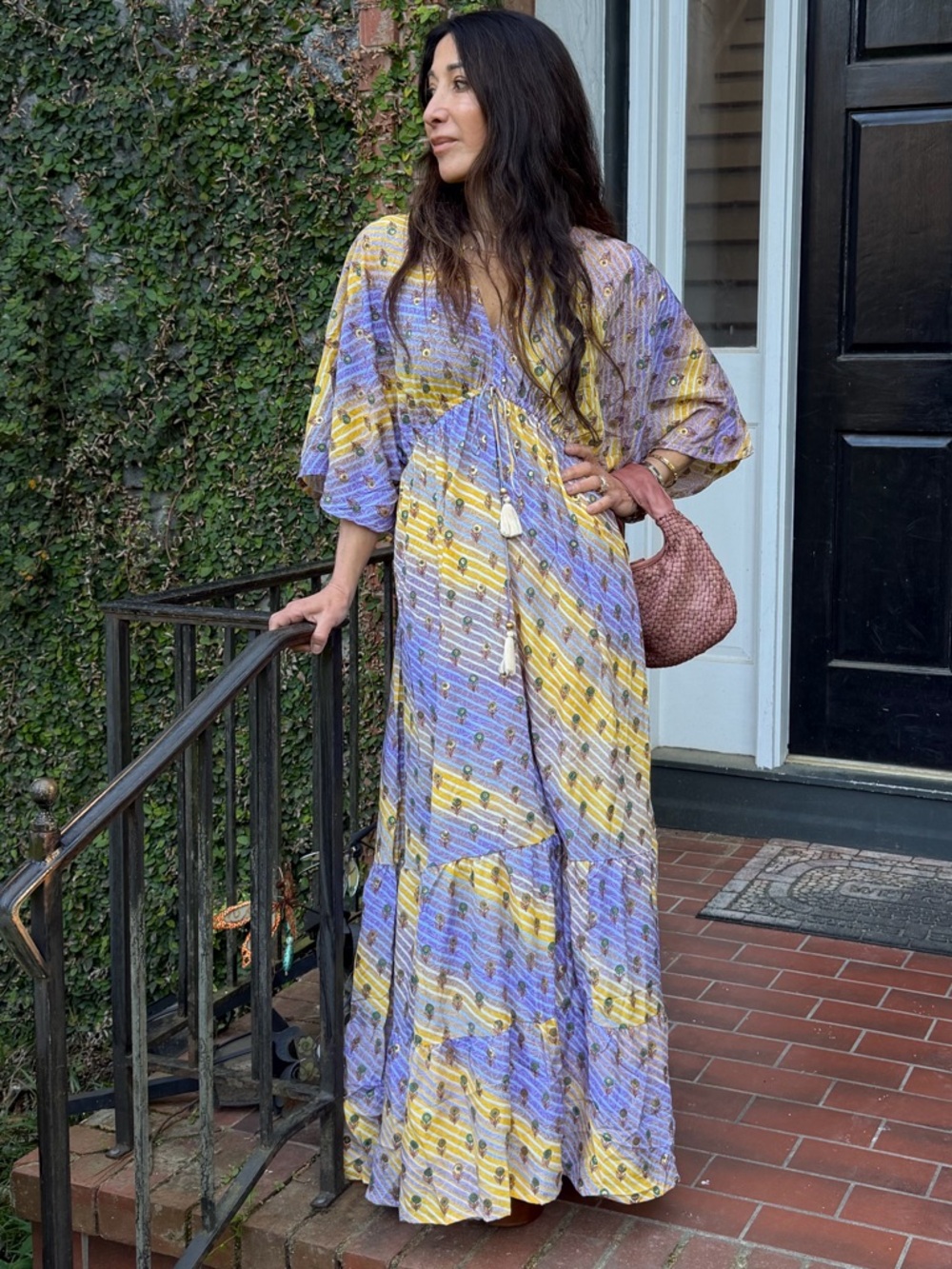 ShopEvelynne Lavender and Yellow Printed Maxi Dress